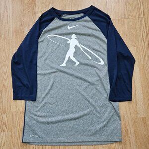 Men's Nike Ken Griffey Jr.  Swingman Baseball Tee - Grey & Navy Blue - Small -
